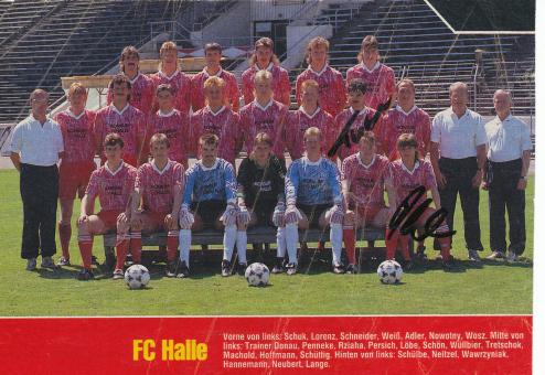 FC Halle  1991/1992    Mannschaftsbild Fußball original signiert 