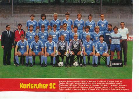 Karlsruher SC  1985/1986   Mannschaftsbild Fußball original signiert 