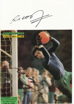Emerson Leao  Brasilien  Weltmeister WM 1970  Fußball Autogramm Karte  2 x original signiert 