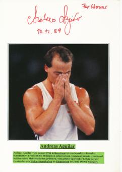 Andreas Aguilar  1.WM 1989  Turnen Autogramm Karte  original signiert 