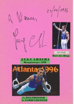 Jury Chechi  Italien  1.OS 1996  Turnen Autogramm Karte  original signiert 