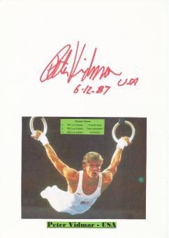 Peter Vidmar  USA  1.OS 1984  Turnen Autogramm Karte  original signiert 