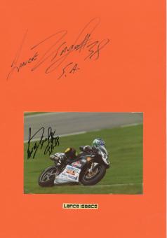 2 x  Lance Isaacs  Südafrika  Motorrad Autogramm Karte  original signiert 