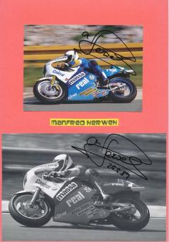 2 x Manfred Herweh  Motorrad Autogramm Karte  original signiert 