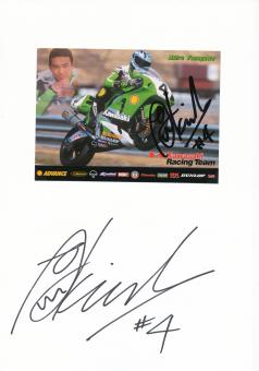 2 x  Akira Yanagawa  Japan  Motorrad Autogramm Karte  original signiert 