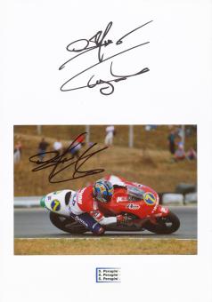 2 x Stefano Perugini  Italien   Motorrad Autogramm Karte  original signiert 