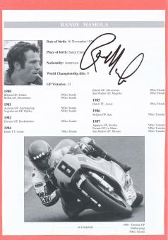 Randy Mamola  USA    Motorrad Autogramm Bild  original signiert 