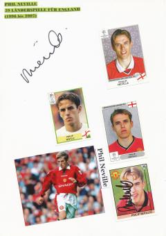 2  x  Phil Neville    England  Fußball Autogramm 30 x 20 cm Karte original signiert 