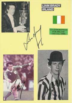 3  x  Liam Brady  Irland + Juventus Turin  Fußball Autogramm 30 x 20 cm Karte original signiert 
