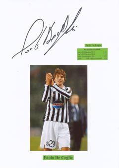 Paolo De Ceglie  Juventus Turin + Italien  Fußball Autogramm 30 x 20 cm Karte original signiert 