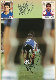 2  x  Manuel Amoros  EM 1984  Frankreich  Fußball Autogramm 30 x 20 cm Karte original signiert 