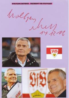 Wolfgang Dietrich  VFB Stuttgart  Fußball Autogramm 30 x 20 cm Karte original signiert 