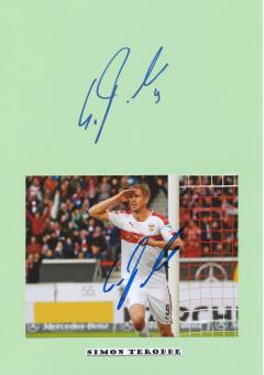 2  x  Simon Terodde  VFB Stuttgart  Fußball Autogramm 30 x 20 cm Karte original signiert 