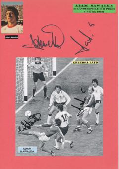2  x  Adam Nawalka + 2  x  Gregorz Lato Polen WM 1978  Fußball Autogramm 30 x 20 cm Karte original signiert 