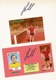 2  x Piotr Mowlik   WM 1982  Polen  Fußball Autogramm 30 x 20 cm Karte original signiert 