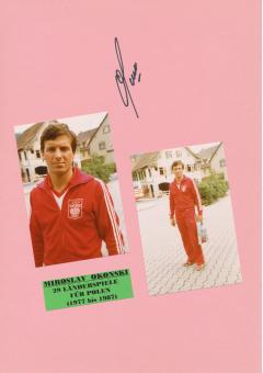 Miroslav Okonski  Polen  Fußball Autogramm 30 x 20 cm Karte original signiert 