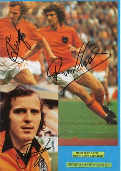 Ruud Krol + Willy + Rene van de Kerkhof  Holland  Fußball Autogramm 30 x 20 cm Karte original signiert 