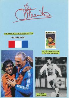 Simon Tahamata  EM 1980  Holland  Fußball Autogramm 30 x 20 cm Karte original signiert 