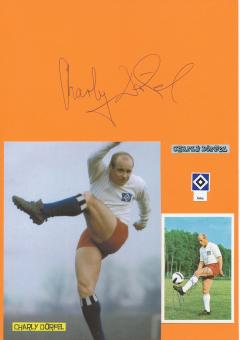 2  x  Charly Dörfel  Hamburger SV  Fußball Autogramm 30 x 20 cm Karte original signiert 