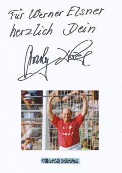 Charly Dörfel  Hamburger SV  Fußball Autogramm 30 x 20 cm Karte original signiert 