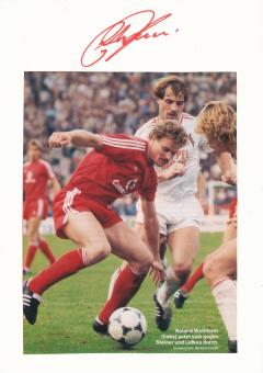 Roland Wohlfarth  FC Bayern München  Fußball Autogramm 30 x 20 cm Karte original signiert 