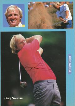 Greg Norman  Australien  Golf Autogramm 30 x 20 cm Karte original signiert 