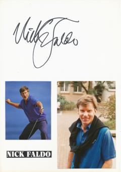 Nick Faldo  England  Golf Autogramm 30 x 20 cm Karte original signiert 