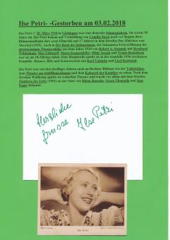 Ilse Petri † 2018   Film &  TV   Autogramm Karte original signiert 