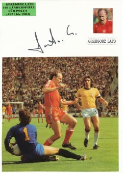 Grzegorz Lato  Polen  WM 1974  Autogramm Karte  original signiert 