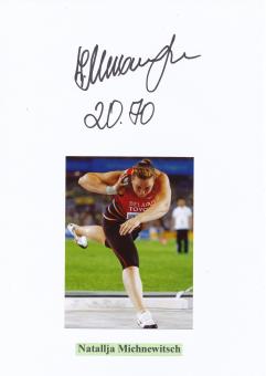 Natallia Mikhnevich  Weußrußland   Leichtathletik  Autogramm Karte  original signiert 