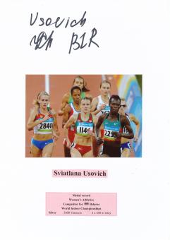 Sviatlana Usovich  Weißrußland   Leichtathletik  Autogramm Karte  original signiert 