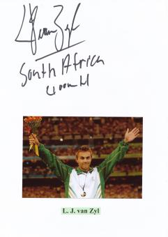L. J. van Zyl  Südafrika  Leichtathletik  Autogramm Karte  original signiert 