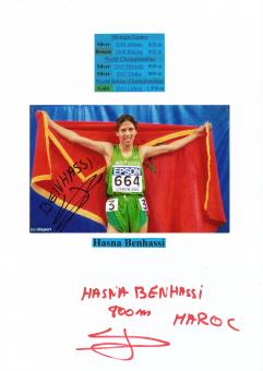 2  x  Hasna Benhassi  Marokko  Leichtathletik  Autogramm Karte  original signiert 