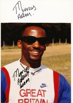 2  x  Marcus Adam  Großbritanien   Leichtathletik  Autogramm Karte  original signiert 