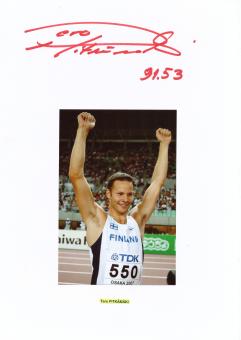 Tero Pitkämäki  Finnland  Leichtathletik  Autogramm Karte  original signiert 