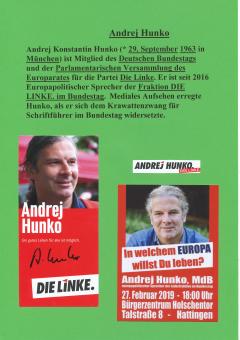 Andrej Hunko  Die Linke   Politik  Autogramm Karte  original signiert 