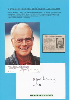 2  x  Ottfried Hennig † 1999   Politik  Autogramm Karte  original signiert 