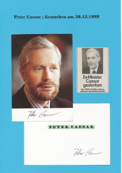2  x  Peter Caesar † 1999   Politik  Autogramm Karte  original signiert 