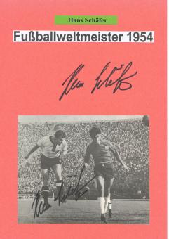 2  x  Hans Schäfer † 2009  DFB Weltmeister  WM 1954   Fußball Autogramm Karte  original signiert 