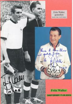 2  x  Fritz Walter † 2002  DFB Weltmeister  WM 1954   Fußball Autogramm Karte  original signiert 