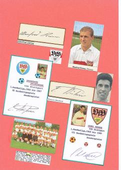 2  x Gerd Menne † 2020 + 2  x  Eberhard Pfister  VFB Stuttgart  Fußball Autogramm Karte  original signiert 