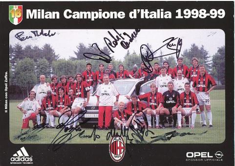 AC Mailand  1998/1999 Fußball  Mannschaftskarte original signiert 