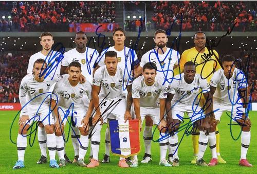 Frankreich  Fußball Nationalteam Mannschaftsfoto  fast komplett original signiert 
