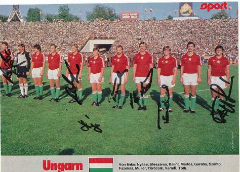 Ungarn WM 1982  Mannschaftsbild Fußball original signiert 