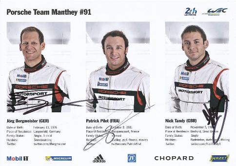 Nick Tandy & Patrick Pilet & Bergmeister  Porsche  Auto Motorsport  Autogrammkarte  original signiert 