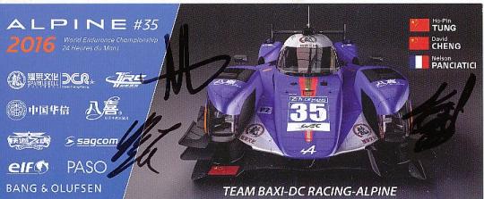 Ho Pin Tung & David Cheng & Nelson Panciatici   Auto Motorsport  Autogrammkarte  original signiert 