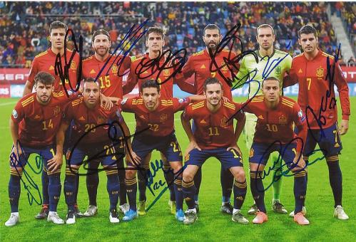 Spanien  Mannschaftsfoto Fußball original signiert 