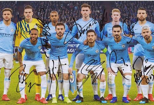 Manchester City   Mannschaftsfoto Fußball original signiert 