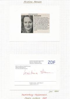 Kristina Hansen  ZDF  TV  Autogramm  original signiert 