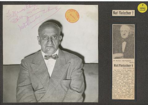 Nat Fleischer † 1972  USA  Boxen Experten Legende Schriftsteller Autogramm Foto  original signiert 